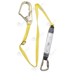 MSA Single Leg Webbing Lanyard 2m Adj Triple Action Karabiner - Scaffold Hook