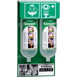 Tobin Wall Eyewash Stand incl 2 x 1L Bottles,wall screws etc Dim : 390*200*100mm