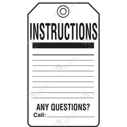 Instructions Tags Equipment Servicing Tags