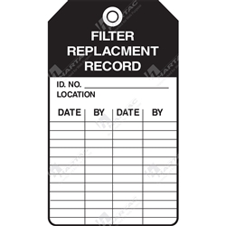 Filter Replacement Record Tags Equipment Servicing Tags *DISCONTINUING*