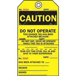 Caution Do Not Operate - With Two Part Status Tags