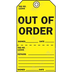Out Of Order Blk/Yell - With S Two Part Status Tags