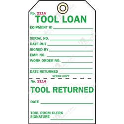 Tool Loan Grn/Wht - With Strin Two Part Status Tags