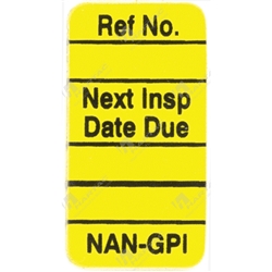 Nanotag “Next Inspection Date” Insert - Yellow Pk of 100