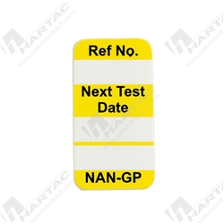 Nanotag “Next Test Date” Insert - Yellow Pk of 100