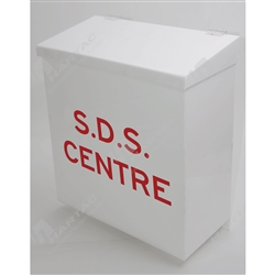 380*400*180 White Outdoor SDS Holder red text SDS CENTRE
