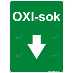 225*300 Alum Comp Non-Ref OXI-sok w/ Down Arrow White on Green