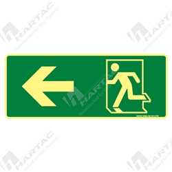 450*180 Gen Metal Lum Running Man Picto Left Arrow Luminous on Green