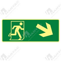 450*180 Gen Metal Lum Running Man Picto Down/Right Arrow Luminous on Green