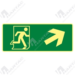 450*180 Gen Metal Lum Running Man Picto Up/Right Arrow Luminous on Green