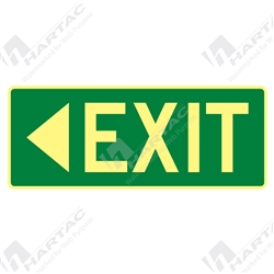 450*180 Metal Lum Exit With Left Arrow Luminous on Green