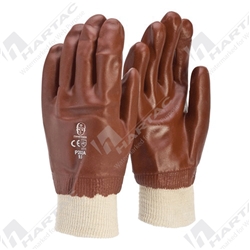 Frontier Glove PVC Red Knitted Wrist Full Dip Single Dip Size L (Pk of 12 Pairs)