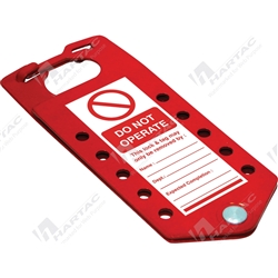 TAGO Labelled Lockout Hasp Red 10x 7.5mm Holes
