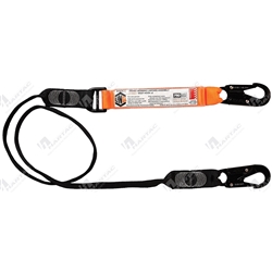 LINQ Shock Absorbing Webbing Lanyard Single Leg, 2x Snap Hook