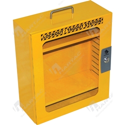 Yellow Steel Lockout Station with Clear Front 355x406x152mm