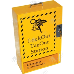 Yellow Steel Lockout Station with Group Lockbox 355x533x152mm