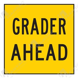 600*600 Traff Corflute Ref CL1 Grader Ahead Black on Yellow