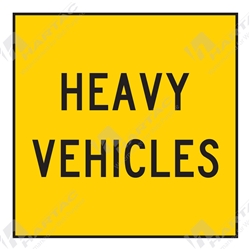 600*600 Traff Corflute Ref CL1 Black on Yellow Heavy Vehicles