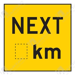 600*600 Traff Corflute Ref CL1 Next __km Black on Yellow