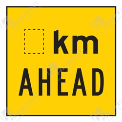 600*600 Traff Corflute Ref CL1 __km Ahead Black on Yellow