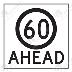 600*600 Traff Corflute Ref CL1 60km Speed Ahead Black on White