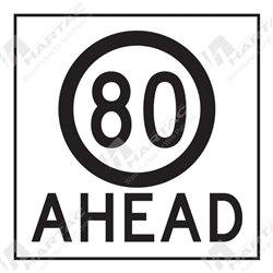 600*600 Traff Corflute Ref CL1 80km Speed Ahead Black on White