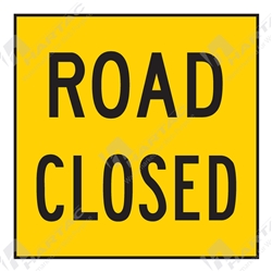 600*600 Traff Corflute Ref CL1 Black on Yellow Road Closed