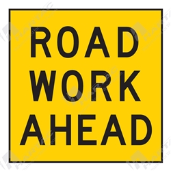 600*600 Traff Corflute Ref CL1 Black on Yellow Road Work Ahead