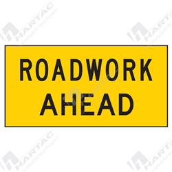 1200*600 Traff Corflute Ref CL1 Roadwork Ahead Black on Yellow