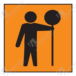 600*600 Traff Corflute Ref CL1 Black on Fluoro Orange Traffic Controller Symbol