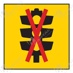 600*600 Traff Corflute Ref CL1 Traffic Signals Not Working Black & Red on Yellow