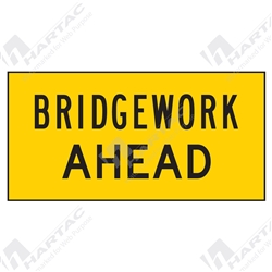 1200*600 Traff Corflute Ref CL1 Bridgework Ahead Black on Yellow