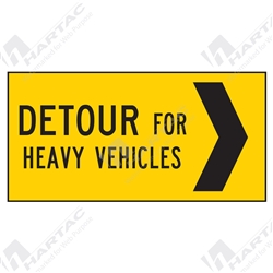1200*600 Traff Corflute Ref CL1 Detour For Heavy Vehicles Right Black on Yellow