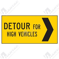 1200*600 Traff Corflute Ref CL1 Detour For High Vehicles Right Black on Yellow