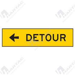 1200*300 Traff Corflute Ref CL1 Black on Yellow Detour Left