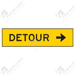 1200*300 Traff Corflute Ref CL1 Black on Yellow Detour Right