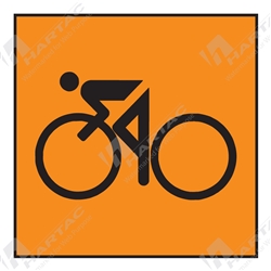 600*600 Traff Corflute Ref CL1 Cyclist Picto Black on Fluoro Orange