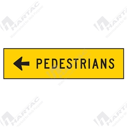 1200*300 Traff Corflute Ref CL1 Pedestrians Left Arrow Black on Yellow