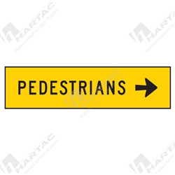 1200*300 Traff Corflute Ref CL1 Pedestrians Right Arrow Black on Yellow (POA)