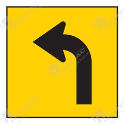 600*600 Traff Corflute Ref CL1 Black on Yellow Lane Status Left Arrow picto