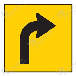 600*600 Traff Corflute Ref CL1 Black on Yellow Lane Status Right Turn
