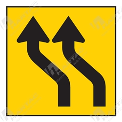 600*600 Traff Corflute Ref CL1 Blk on Yel Lane Status Both Lanes Left Deviation