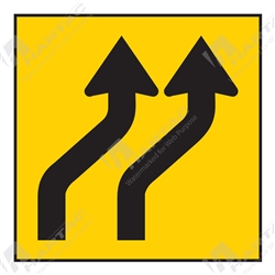 600*600 Traff Corflute Ref CL1 Blk on Yel Lane Status Both Lanes Right Deviation