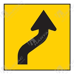 600*600 Traff Corflute Ref CL1 Black on Yellow Lane Status Reverse CurveRight