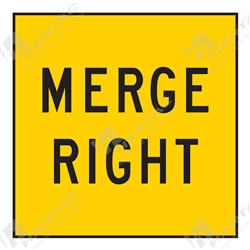 600*600 Traff Corflute Ref CL1 Black on Yellow MERGE RIGHT