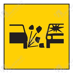 600*600 Traff Corflute Ref CL1 Black on Yellow Loose Stones Picto