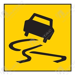 600*600 Traff Corflute Ref CL1 Black on Yellow Slippery Picto