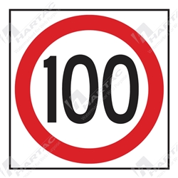 600*600 Traff Corflute Ref CL1 Black and Red on White 100km Speed