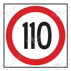 600*600 Traff Corflute Ref CL1 110km Speed Sign Black & Red on White