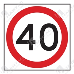 600*600 Traff Corflute Ref CL1 Black and Red on White 40km Speed